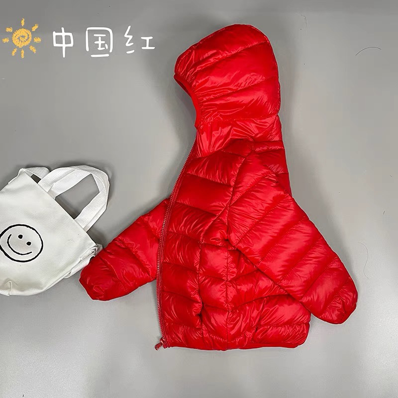 Velvet children's light and thin winter short down jacket for boys