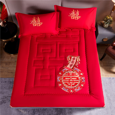 婚庆大红床垫床褥软垫被喜褥结婚垫子双人榻榻米床垫褥子一件代发|ms
