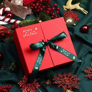 in stock Double Door Christmas Gift Box Bronzing Logo Gift Box Scarf Thermos Box Christmas Eve Gift Box