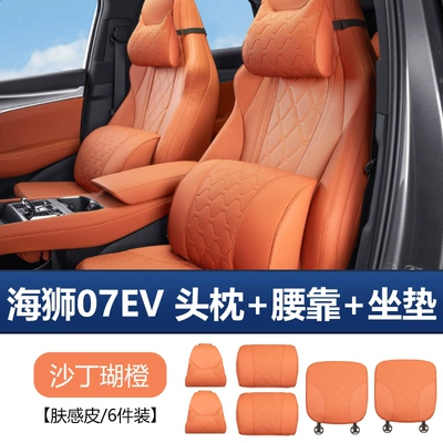 Waist support, Lion 07EV, car headrest, neck - sea-lion-07ev-original-car-model-headrest-lumbar-support-seat-cushion-sardine-coral-6-piece-set