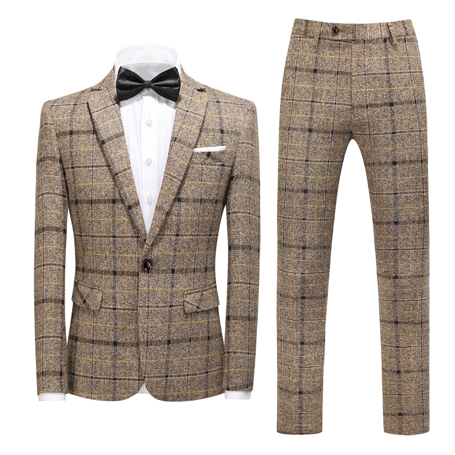Traje de hombre traje de tres piezas estilo coreano slim fit británico casual moda novio vestido de novia Plaid traje pequeño hombres