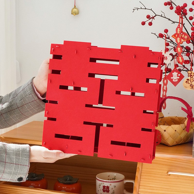 婚房布置立體喜字擺件結婚新房臥室客廳擺台背景裝飾婚慶婚禮用品