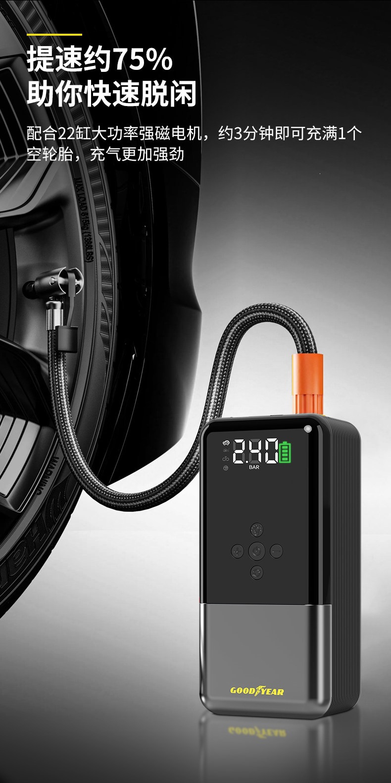 Goodyear S3 Power Bank Car Emergency Jump Starter and Air Pump Combo - Powerful Battery Jump Starter Device