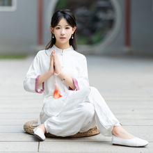 实拍春夏新中式太极服套装高端改良八段锦晨练禅服练功服两件套装