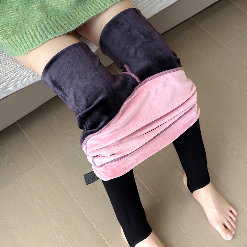 孕妇打底裤加绒加厚高腰托腹踩脚一字裆外穿护腰孕妇黑色显瘦裤子