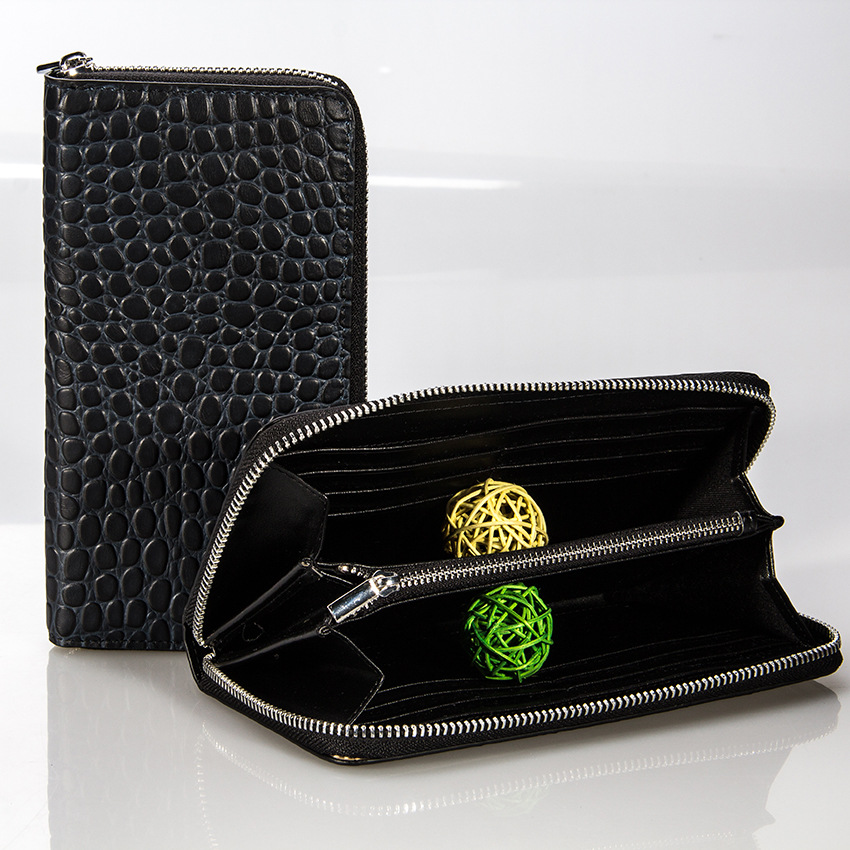 跨境电商热销PU皮革鳄鱼纹长款钱包定制长款男士钱包DIY礼物