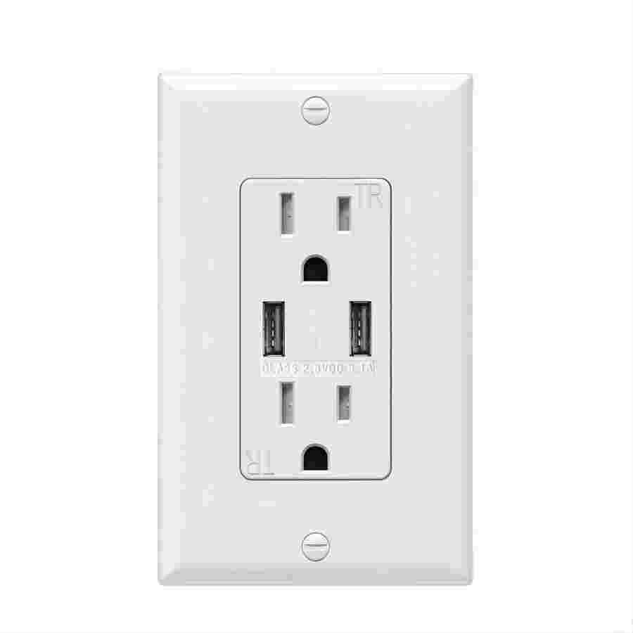 FTR15-3100 3.1A 125V通用充电安全商用办公室双USB墙壁插座