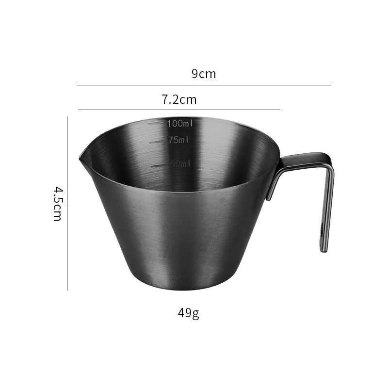 Taza de extracción de café de acero inoxidable 304 transfronteriza con escala Taza de espresso italiana Taza de onza de 100ml