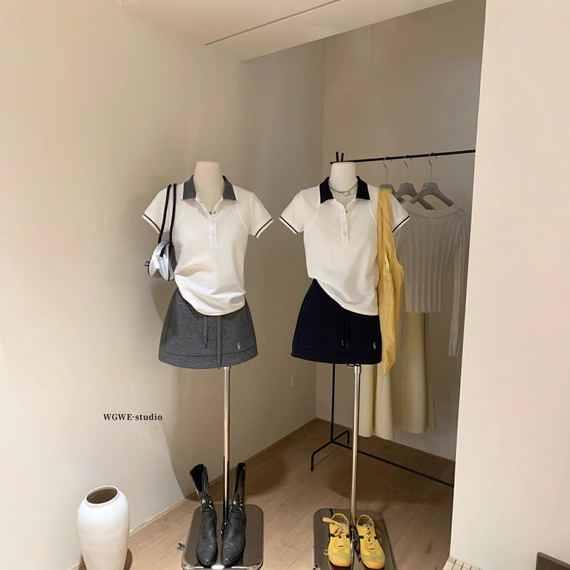 2025 Summer Fresh Two-Piece Set All-Match POLO Short-Sleeved Fashionable Simple High Waist Skirt suit