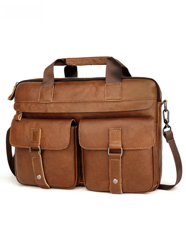 New computer handbag European and American retro genuine leather shoulder bag new men's briefcase business men's bag 