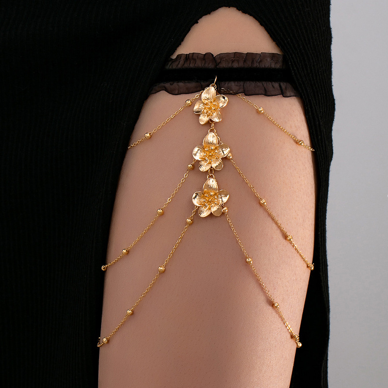 European and American Cross-Border Jewelry, Fashionable and Sexy Sexy Style Tassel Flower Leg Chain, Feminine and High-End Lace Body Chain