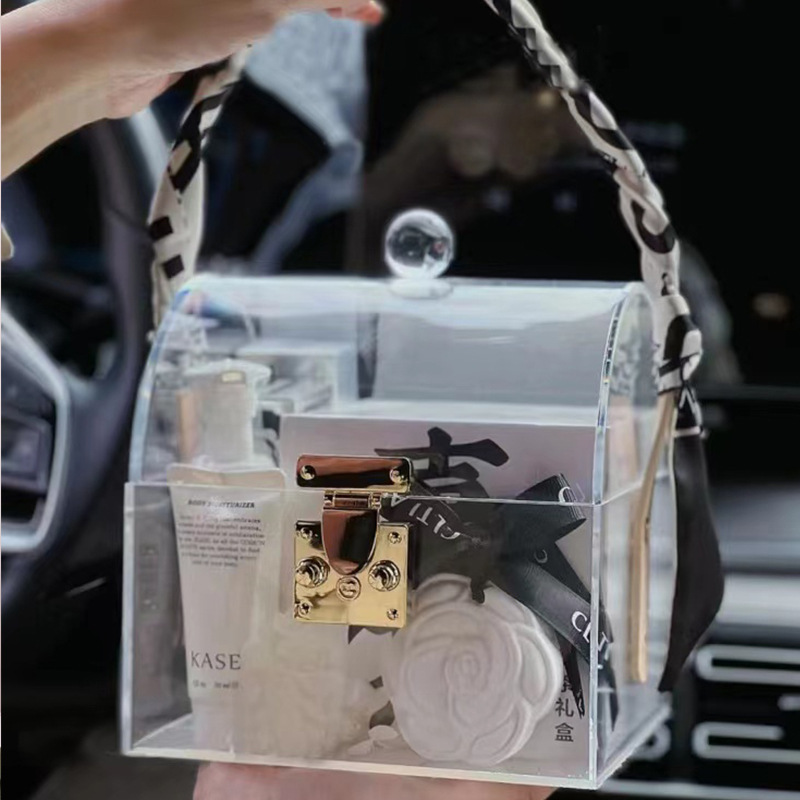 亚克力透明宝藏伴手礼盒手提带锁结婚创意回礼实用商务礼盒