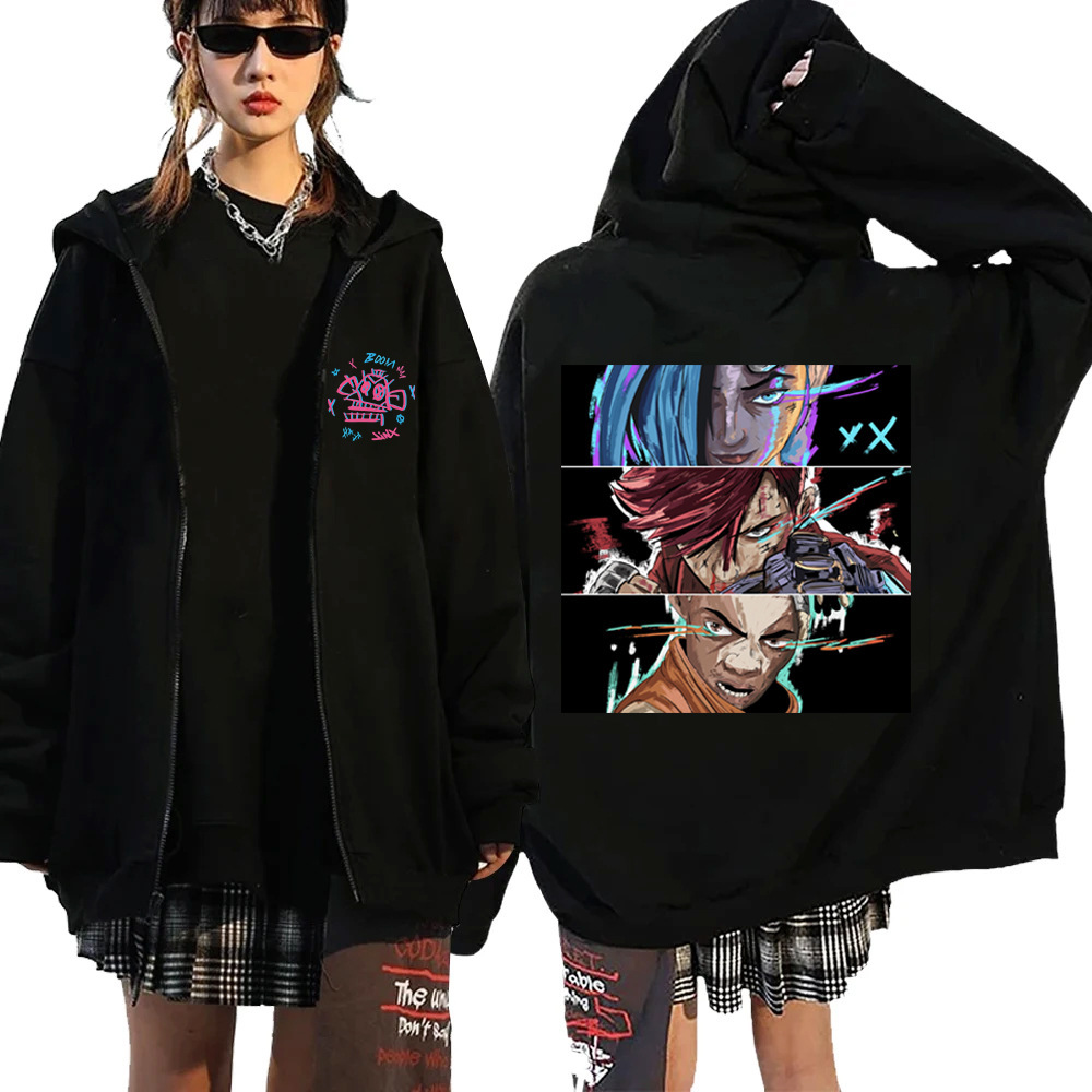 Anime Arcane-Jinx VI Zipper Hoodie Women Men Long Sleeve