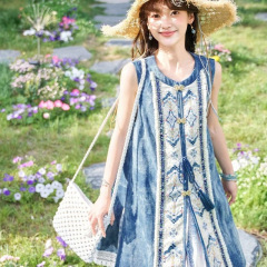 13歳以上 カルダモン サマーナショナルスタイル デイリーストリート ロングショルダー 通勤デニム ナショナルスタイルスーツ