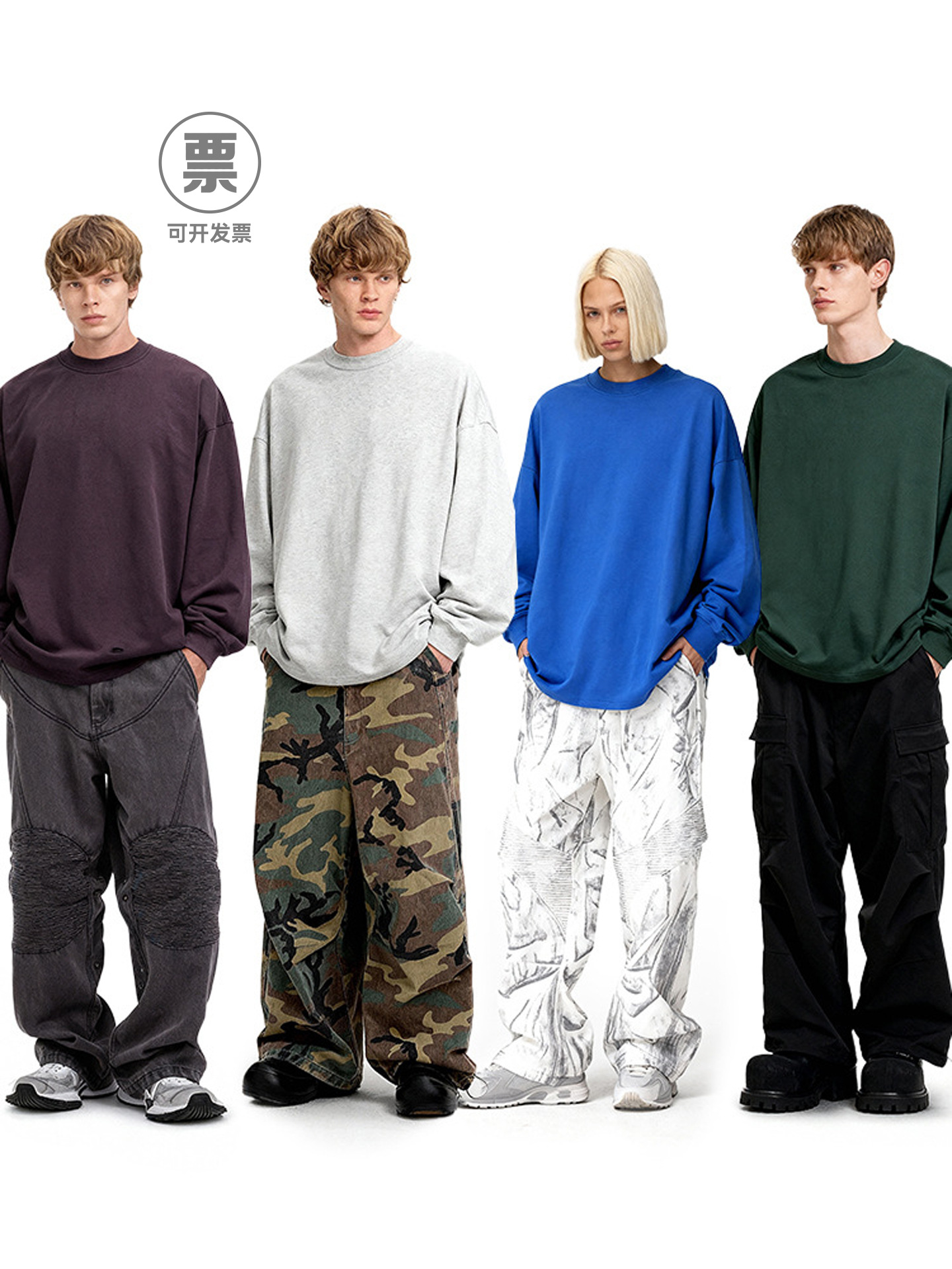 JIEZHAN | 305Gfog カラー長袖 Tシャツ 25 秋アメリカンソリッドカラーコットンルーズカップルボトリングシャツ