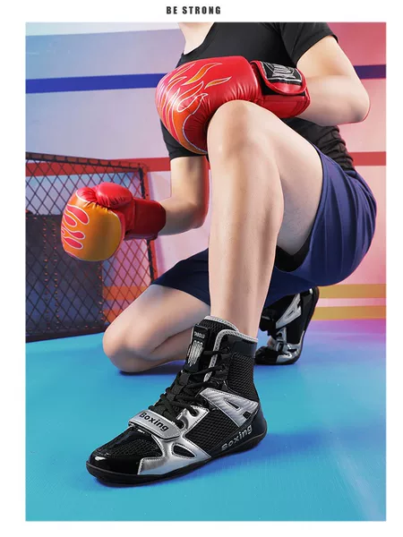 Manufacturer's New Wrestling Sanda Shoes Gym Training Actual Combat Competition Non-Slip Men's High-Top Boxing Shoes in Stock