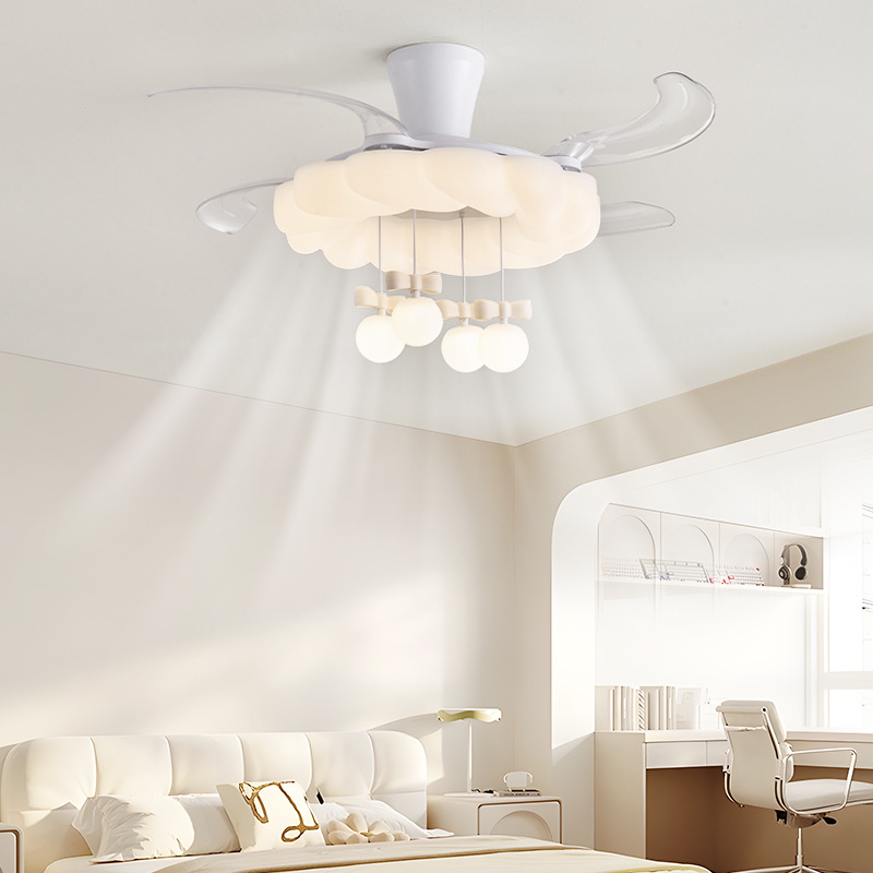 Ventilador de sala de estar para el hogar lámpara integrada 2025 nuevo restaurante moderno invisible moderno minimalista estilo crema techo de dormitorio