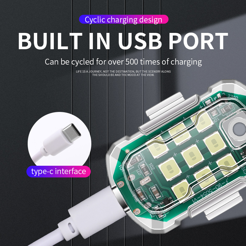 Nuevo LED multifuncional con fichaje lámpara de carga clip de ropa correr lámpara de silicona pescar luz de cabeza fuerte image 2