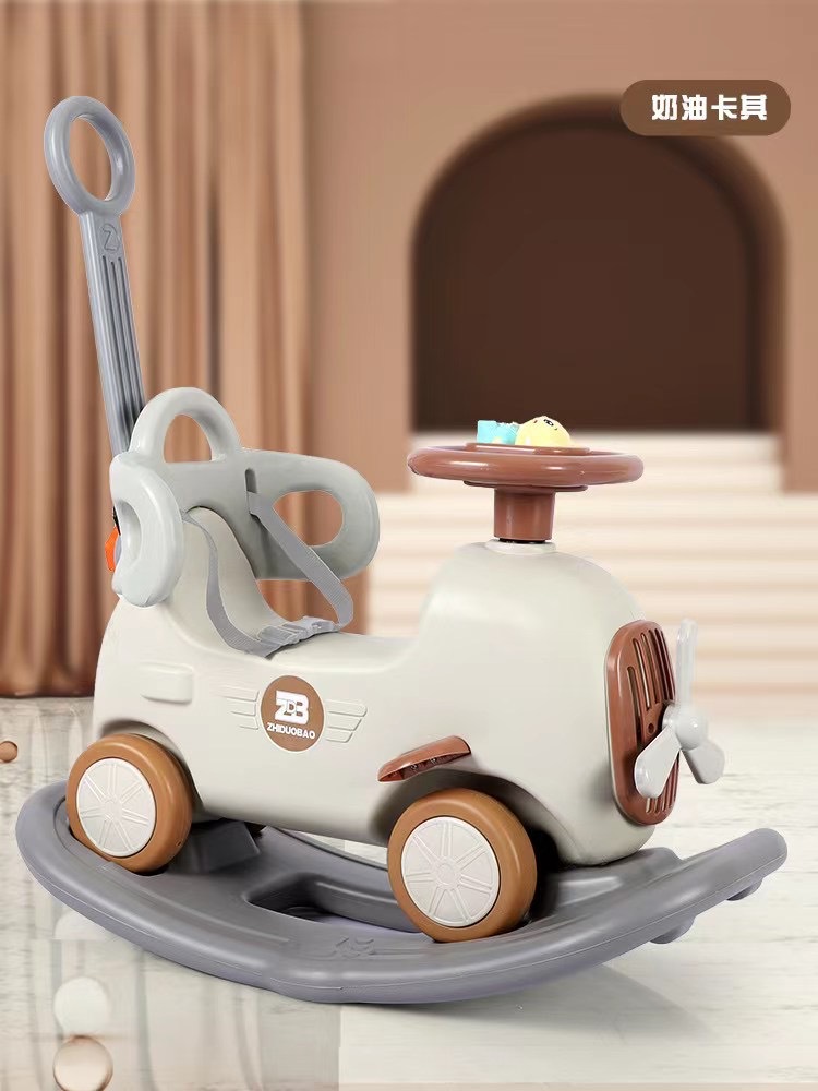 Caballo mecedora de los niños de la manera 1-2 años de edad juguete del bebé del regalo engrosada de plástico con música bebé Trojan caballo mecedora