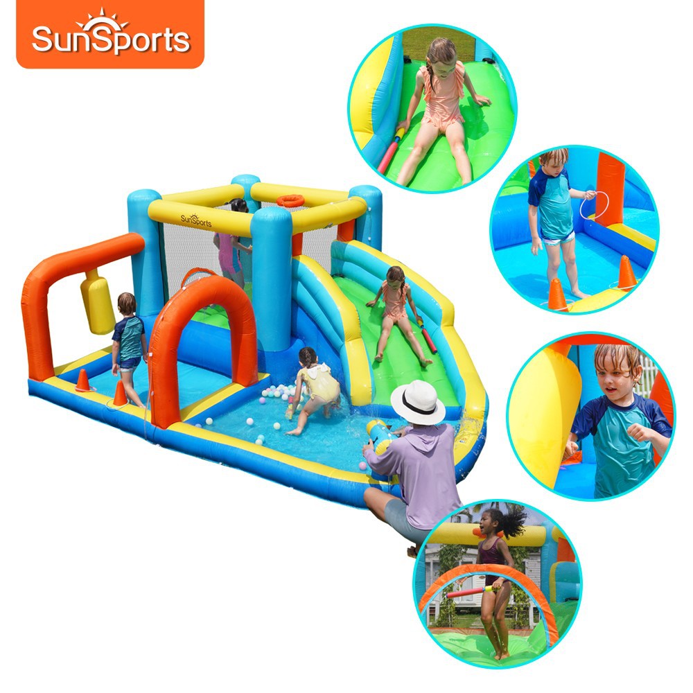 SunSports | Castillo inflable Hogar Niños Camas de salto Interior Castillo inflable Toboganes Castillo inflable Piscina de olas
