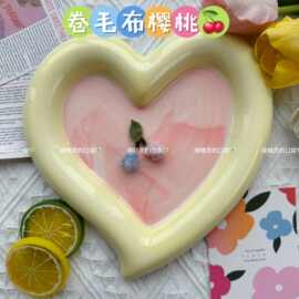 韩版原创日系搭配布艺毛呢布小樱桃配件装饰手工diy服饰辅料批发