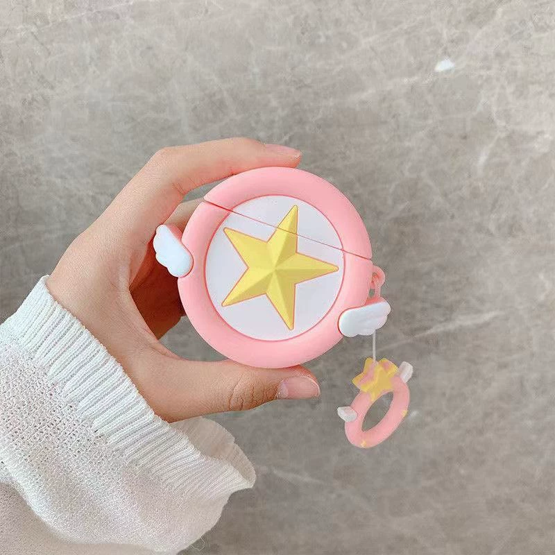 Силиконовый защитный чехол (совместим с Apple) для AirPods 1/2, милые мультяшные дизайны, с крючком/кольцом