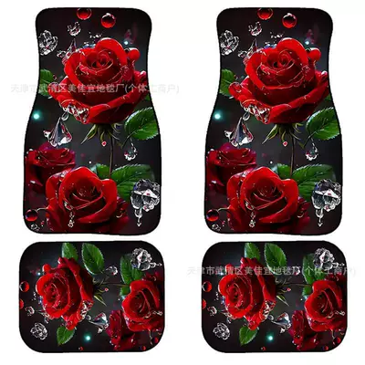 floor mat rose skull Amazon, Avtomobil döşəmə paspasları - rz-rose-7-33-44cm-two-pieces