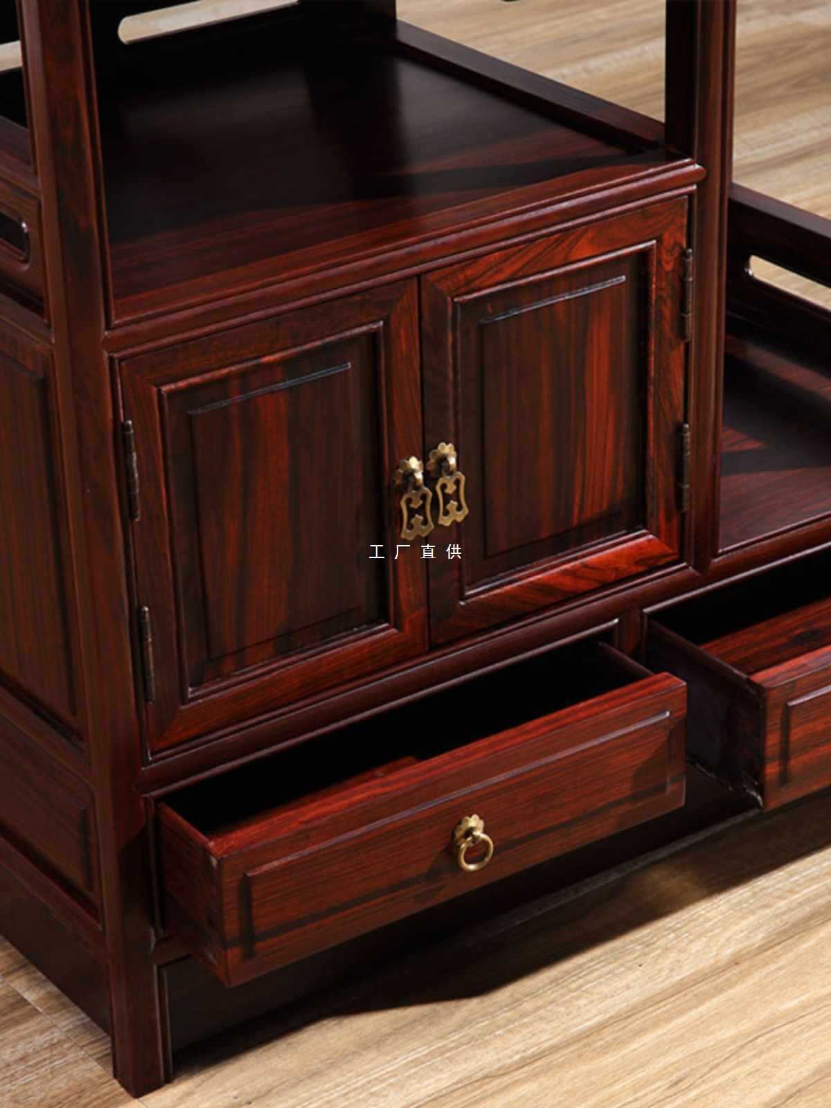 HF2X红木家具实木餐边柜茶水柜东非酸枝木新中式仿古置物架储物柜