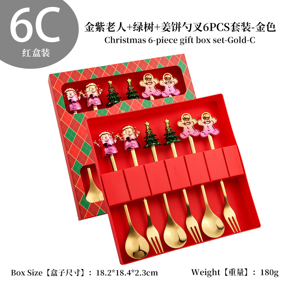 W juego de cuchara de Navidad transfronteriza dibujos animados lindo divertido muñeco de nieve cuchara postre de Navidad creativo cuchara tenedor vajilla de regalo