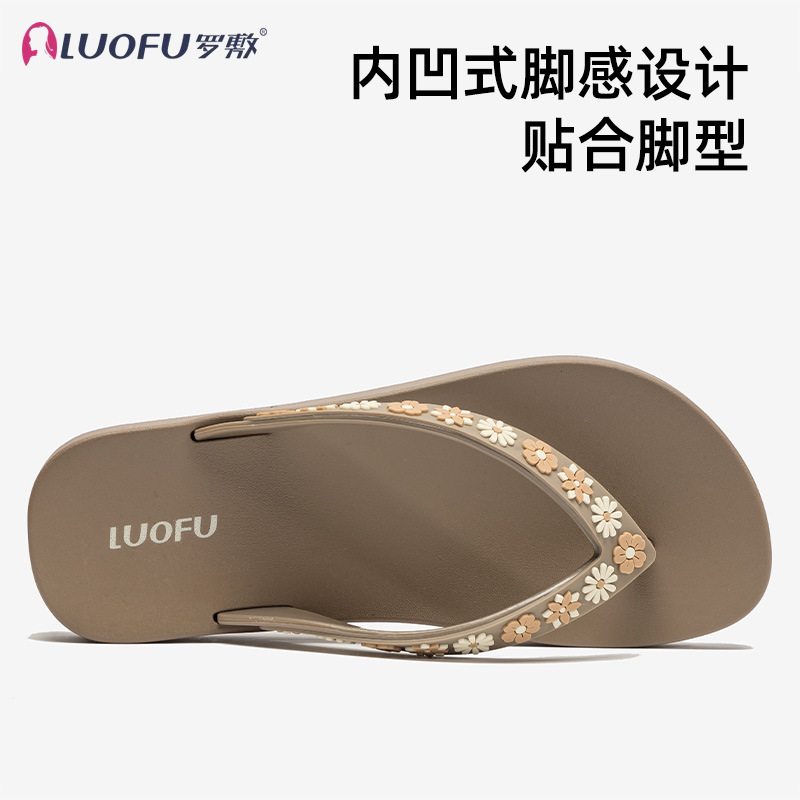 Luoshu nuevo verano grasa chanclas de la mujer ropa de corte de moda diamante zapatillas de playa cómodas zapatillas antideslizantes
