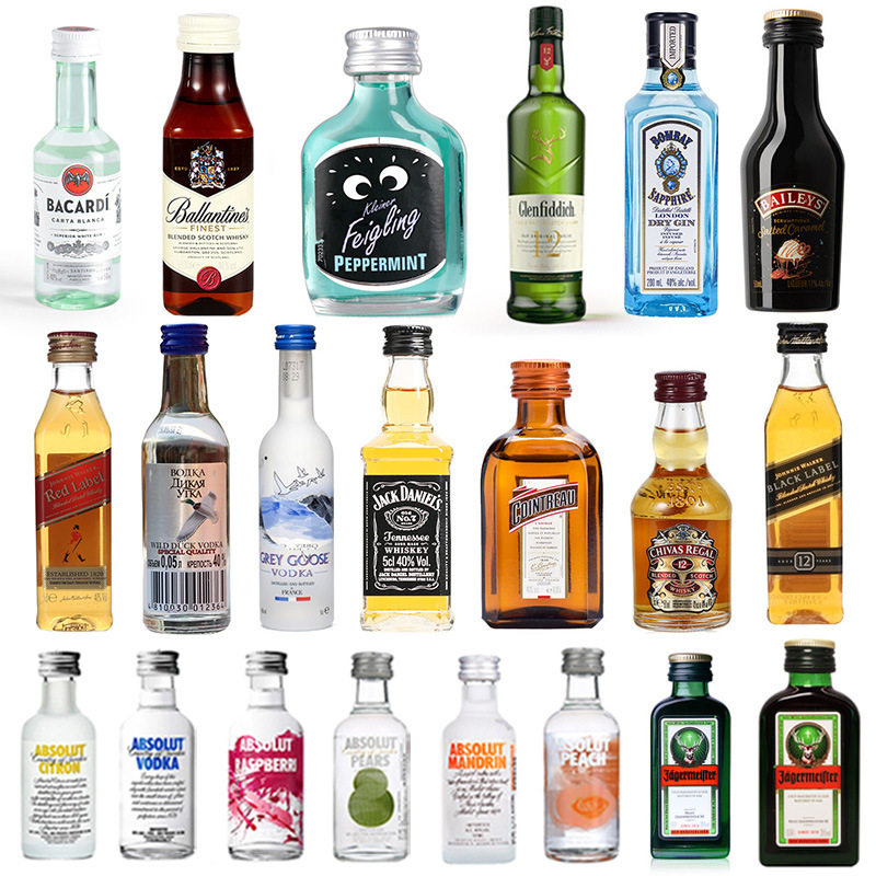 Mini foreign wine small wine version whiskey convenience store cocktail base wine vodka Internet celebrity small bottle wine with baking 50ml