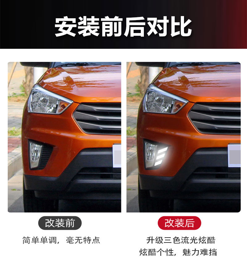 Suitable for 15-16 Hyundai Ix25 Daytime Running Lights Hyundai Ix25 Front Fog Lights Modified Led Front Bumper Lights