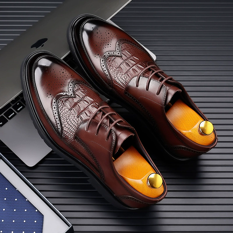 Мужская кожаная обувь бизнес-платье кожаная повседневная обувь Брок свадебная обувь дикая дышащая специальная модная мужская обувь большого размера