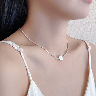 Broken silver love sterling silver S925 simple fashion women's necklace clavicle chain