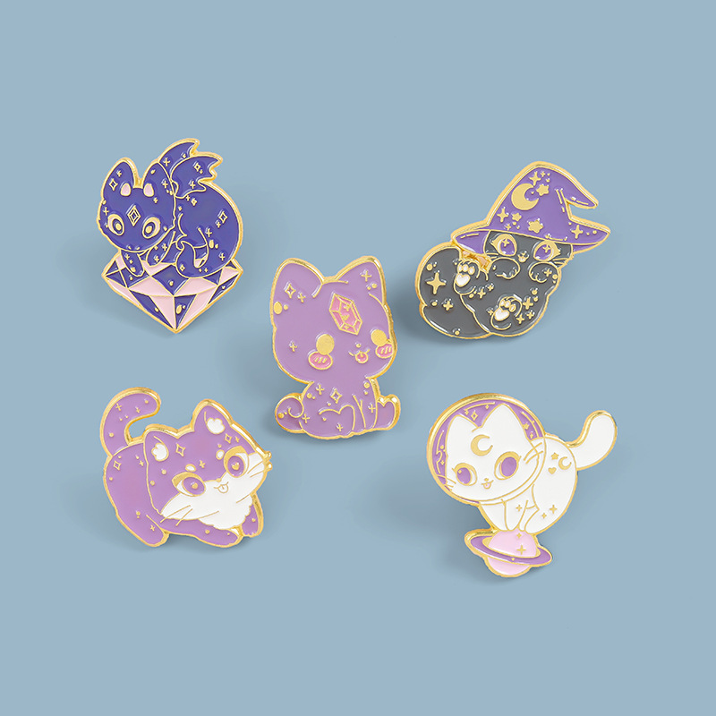 Cartoon Style Cat Alloy Stoving Varnish Brooches display picture 3