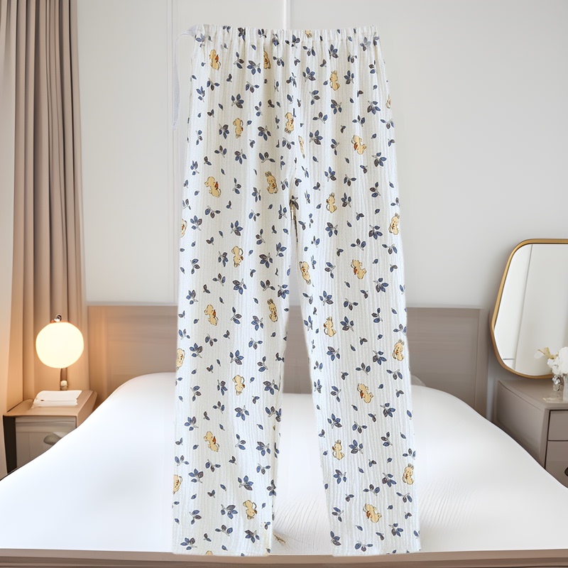 Pure Cotton Gauze Postpartum Double-Layer Crepe Maternity Sleep Pants for Spring and Autumn, Adjustable Non-Tightening Postpartum Thin Home Pants for Summer Pure Cotton Gauze Postpartum Double-Layer Crepe Maternity Sleep Pants for Spring and Autumn, Adjustable Non-Tightening Postpartum Thin Home Pants for Summer