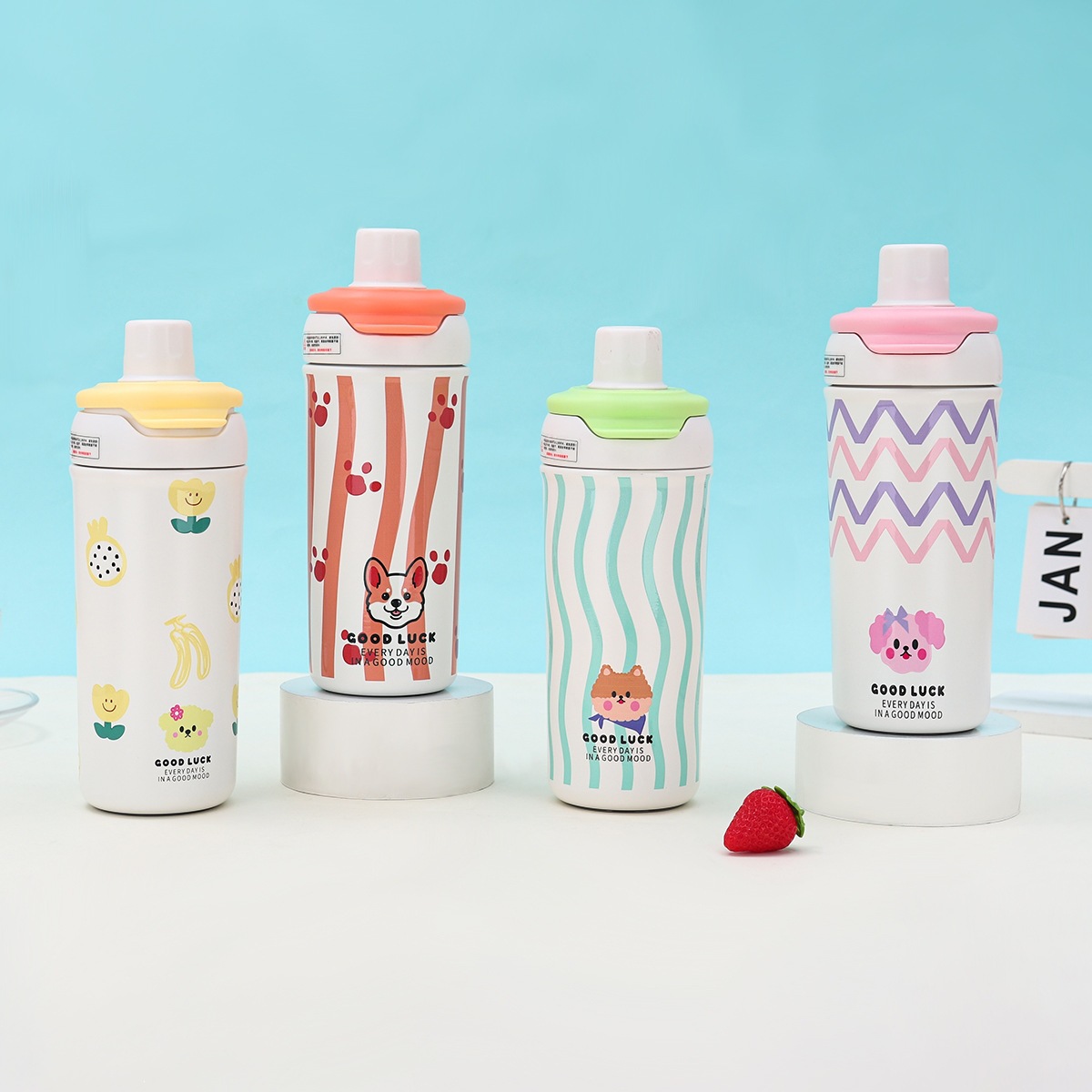 Nuevos dibujos animados 316 tazas de aislamiento de acero inoxidable de gran capacidad con tazas de té de doble bebida portátiles tazas de agua de paja