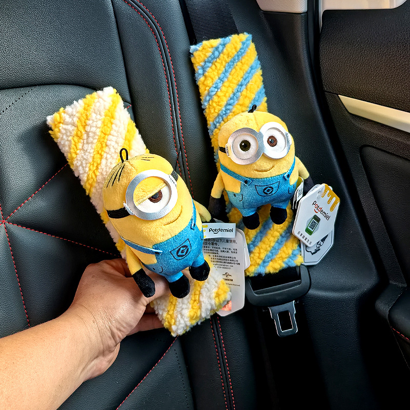 Car Seatbelt Shoulder Pad Minion Plush Toy Car Seatbelt Shoulder Pad Tim Bear Doll New Car Gift