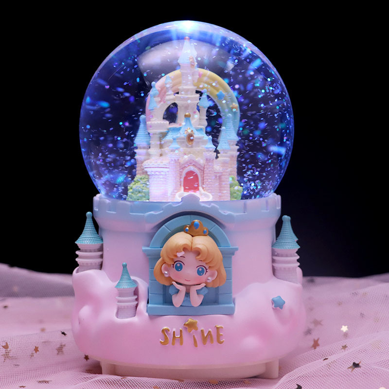梦幻冰雪奇缘爱莎公主水晶球音乐盒发光飘雪白雪公主摆件女生礼物|undefined