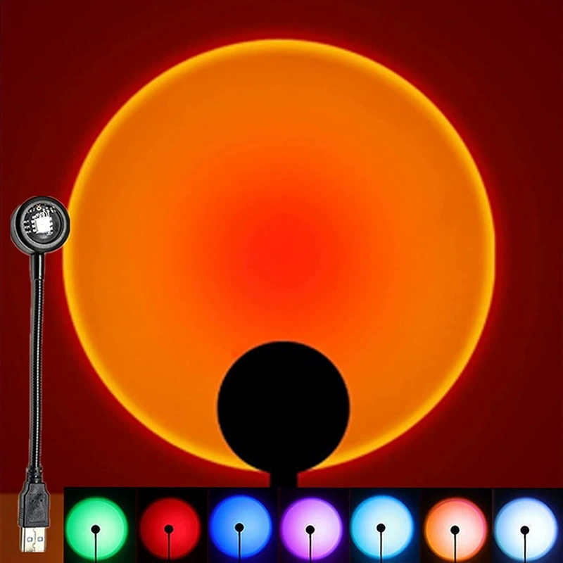 Закат семь цветов атмосферный светильник RGB закат световой сети красный проектор ночной свет гостиная спальня закат настольная лампа