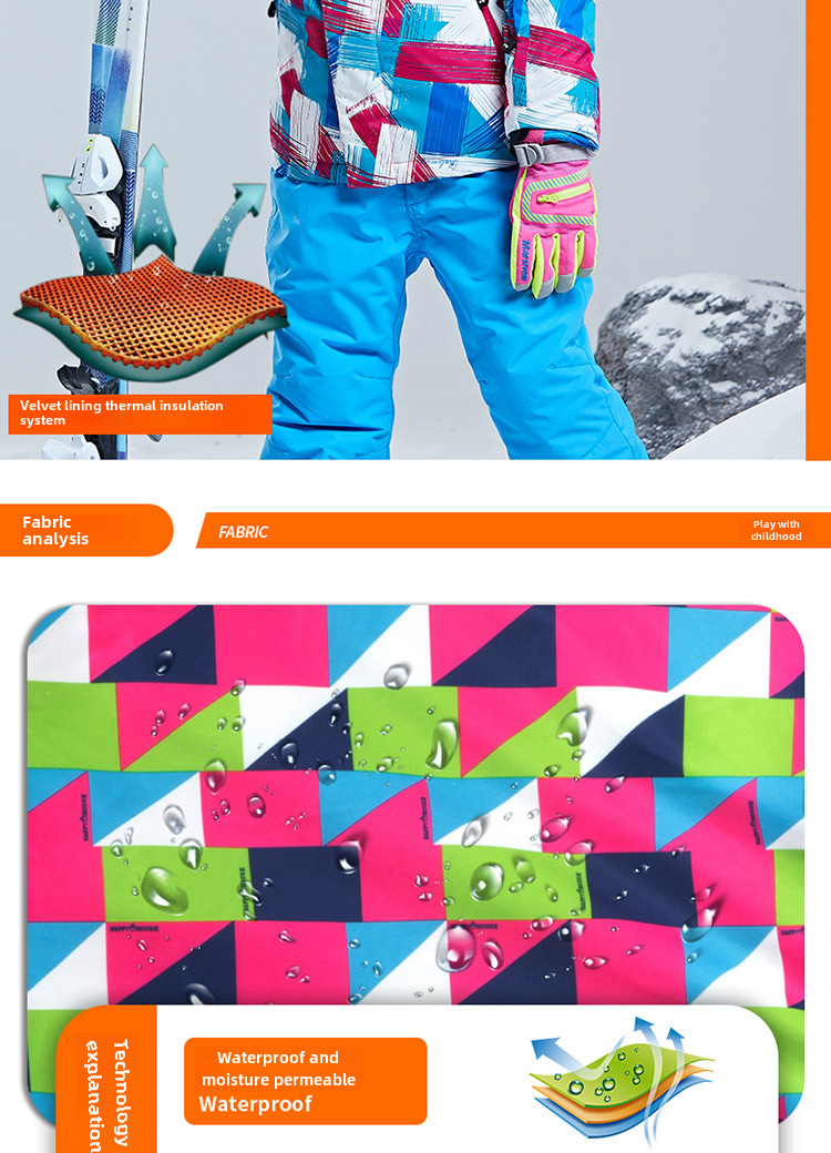 Giacca da sci per bambini impermeabile calda imbottita_voghion.com