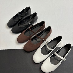 2025 新しい本物のシープスキンの女性のシングルシューズ浅い口フラットシューズスクエアトゥバレエシューズメリージェーンの靴女性