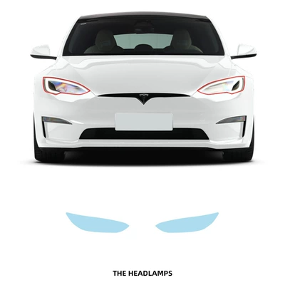 Car paint protective film, for 21-24 Tesla modelS - left-and-right-headlights-tpu-transparent-protective-film-21-24-tesla-models