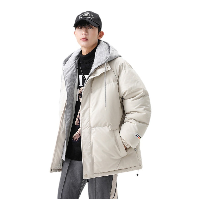 Abrigo acolchado de algodón para hombres, Abrigo acolchado de algodón de dos piezas falso para adolescentes y estudiantes, marca de moda de invierno, moda suelta engrosada