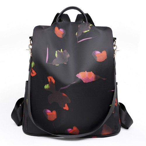 New Oxford Cloth Dual Shoulder Bag with Fashion Print, Large Capacity, Classic Commuter Backpack, Single Strap Anti-Theft Travel Bag