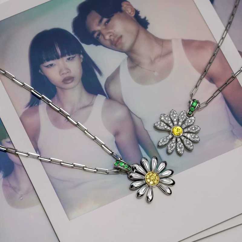 S925纯银权志龙同款小雏菊通体银项链ins风百搭款男女同款项链|undefined