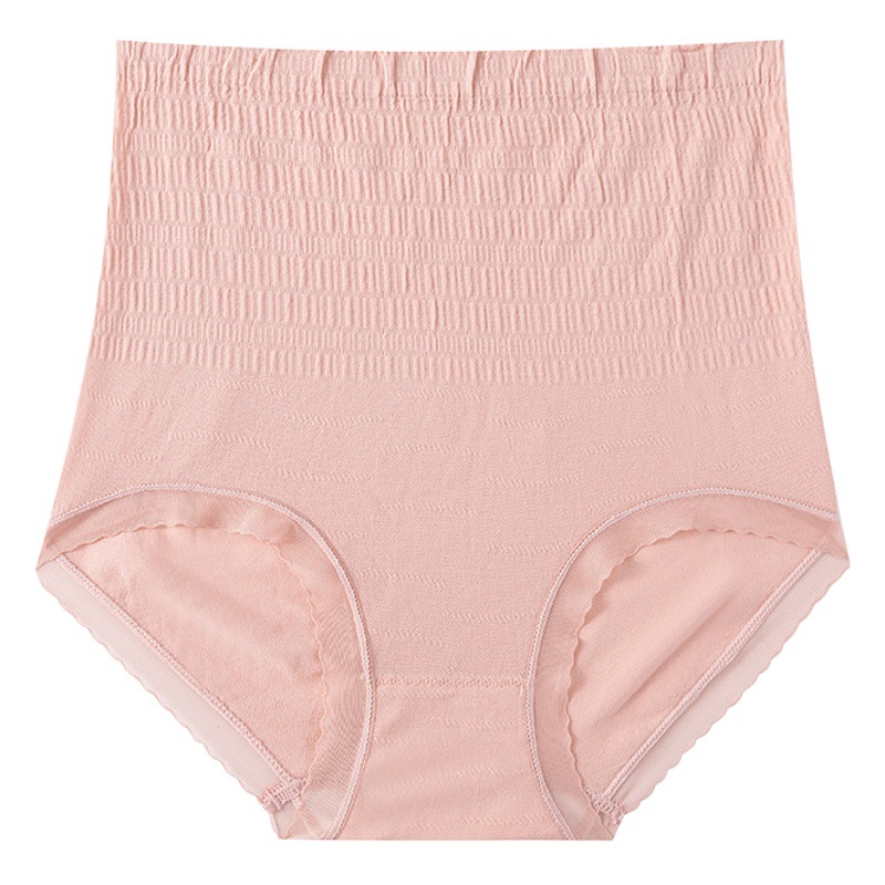 Ropa interior de cintura alta entrepierna de algodón de las mujeres antibacteriano sin costura vaina vientre pantalones cortos de triángulo de niña no rizado Nuevo 2024