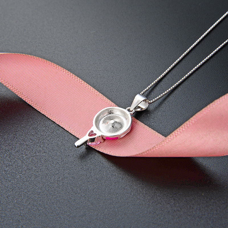 Estilo japonés y coreano de moda pequeño collar cadena clavícula fresca s925 gota plata aceite creativo lindo Lollipop colgante para las mujeres