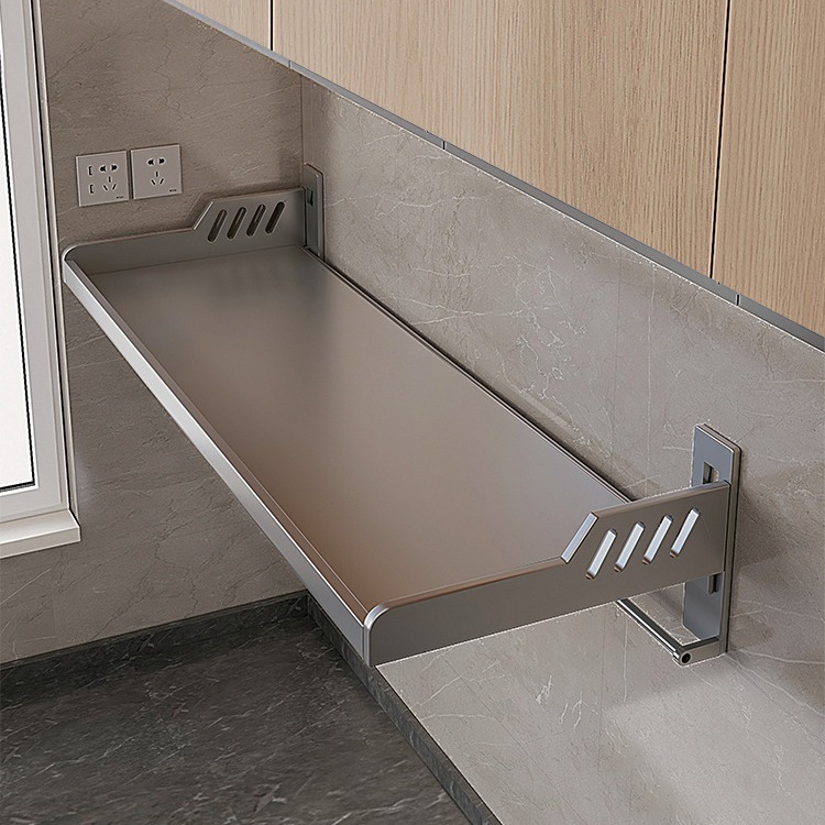 Pistola de cocina gris estante de almacenamiento sin perforar estante de condimento montado en la pared hogar montado en la pared condimento completo estante de almacenamiento multifuncional