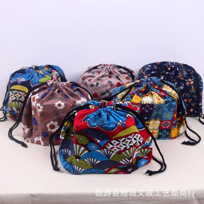 日式饭盒袋上班族简约可爱手提包收纳棉布学生饭盒包便当包饭袋子